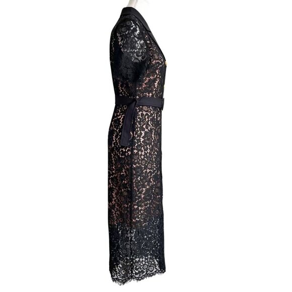 NWT DALIA MACPHEE BLACK LACE BELTED PENCIL DRESS STYLE D1719 - M - Picture 2 of 14